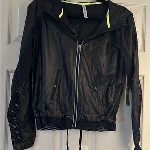Kyodan Black Hooded Bomber Jacket with Neon Yellow Trim